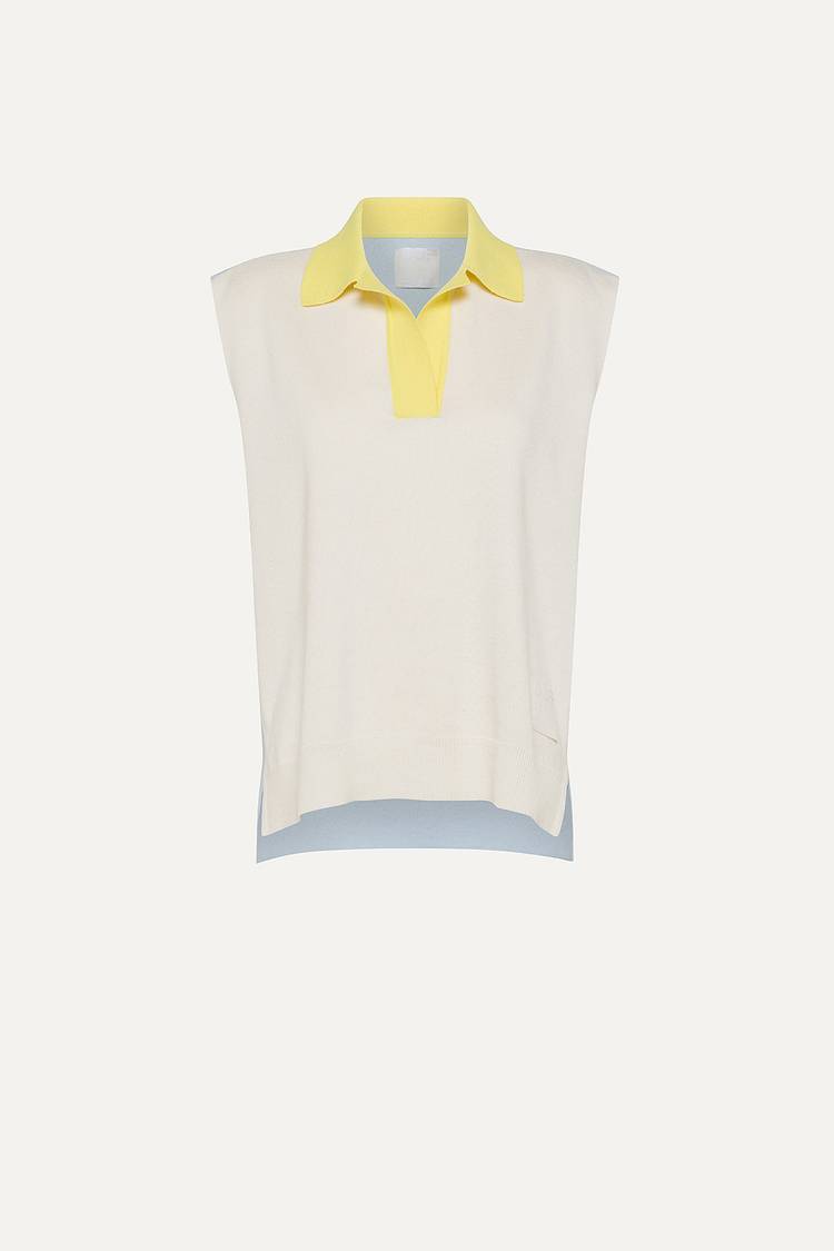 Oof Wear GILET COLORATO IN COTONE 4057 - PANNA/AZZURRO Vendita Calda