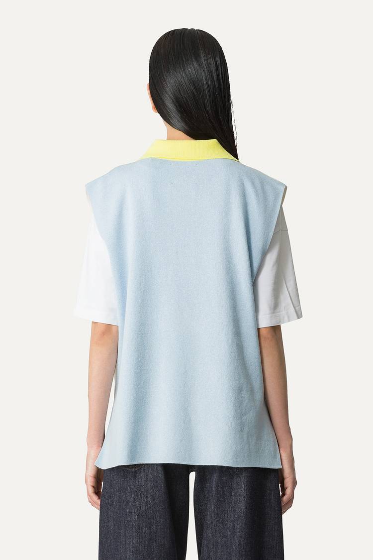 Oof Wear GILET COLORATO IN COTONE 4057 - PANNA/AZZURRO Vendita Calda
