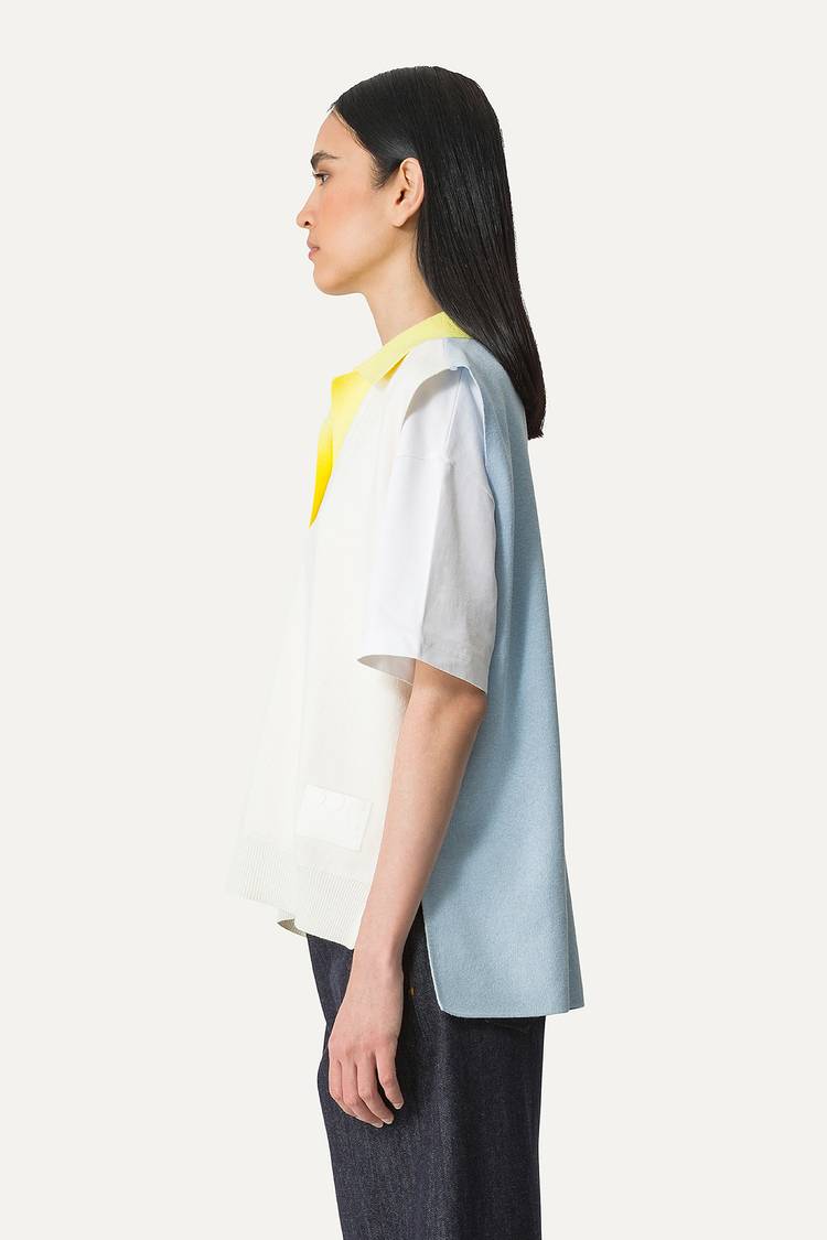Oof Wear GILET COLORATO IN COTONE 4057 - PANNA/AZZURRO Vendita Calda