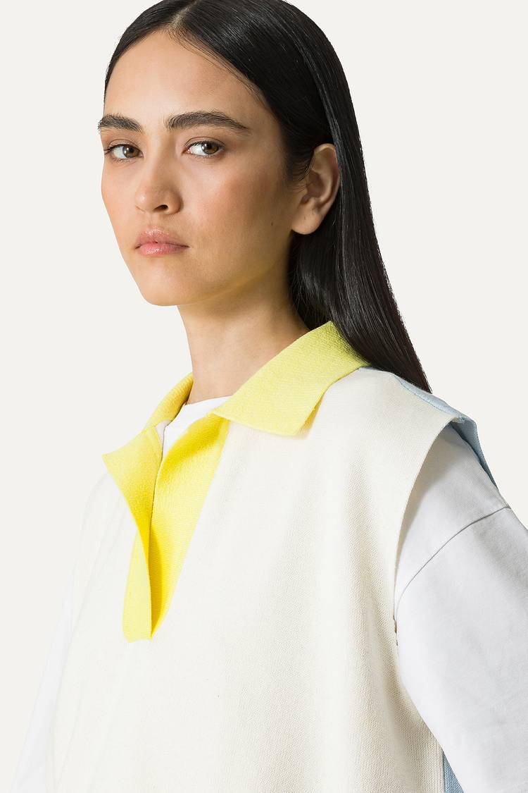 Oof Wear GILET COLORATO IN COTONE 4057 - PANNA/AZZURRO Vendita Calda