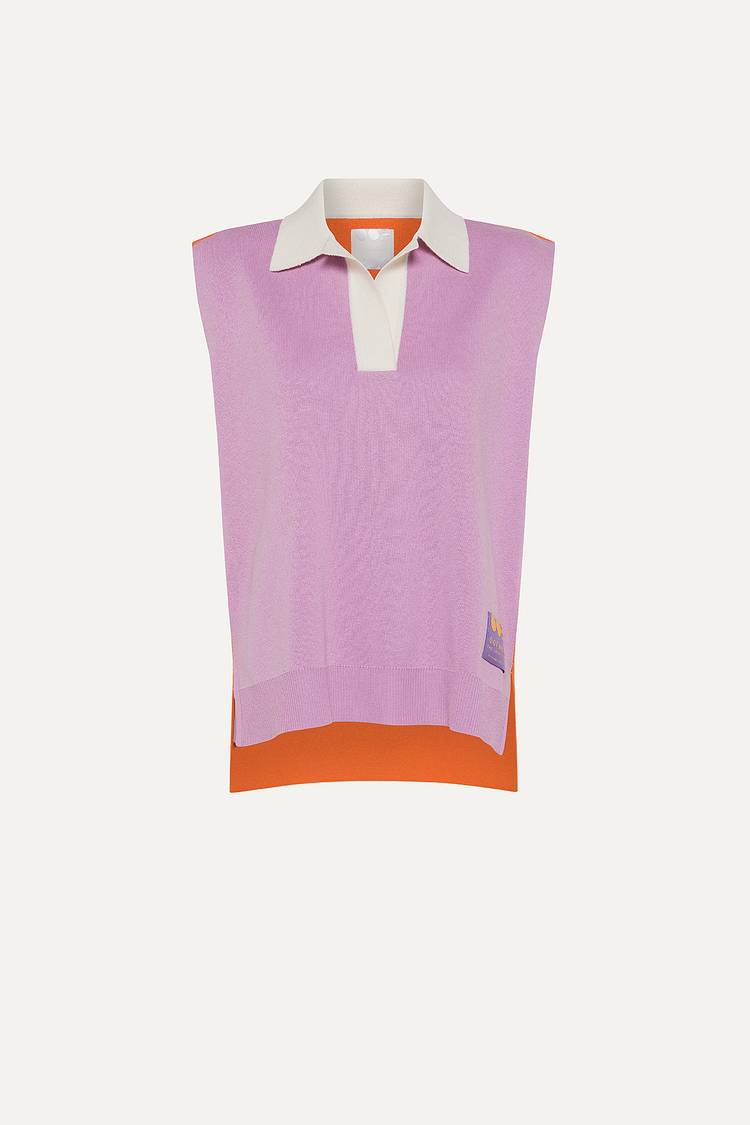 Oof Wear GILET COLORATO IN COTONE 4057 - LILLA/ARANCIO Saldi Di Fabbrica