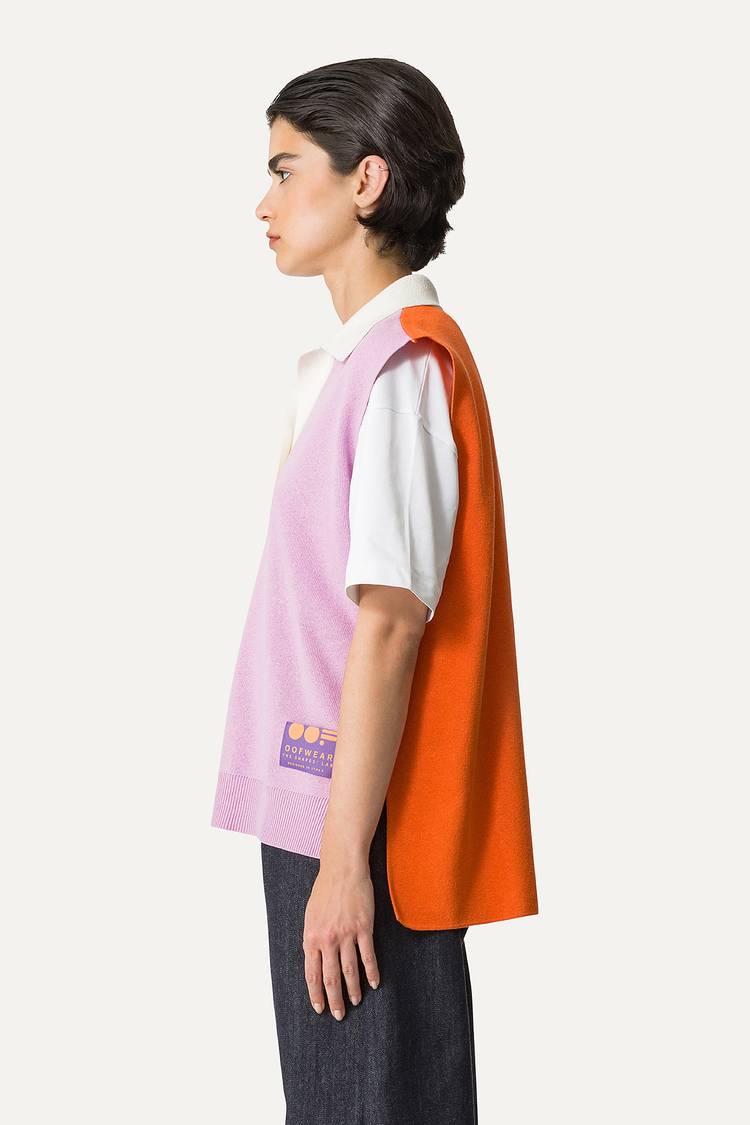 Oof Wear GILET COLORATO IN COTONE 4057 - LILLA/ARANCIO Saldi Di Fabbrica