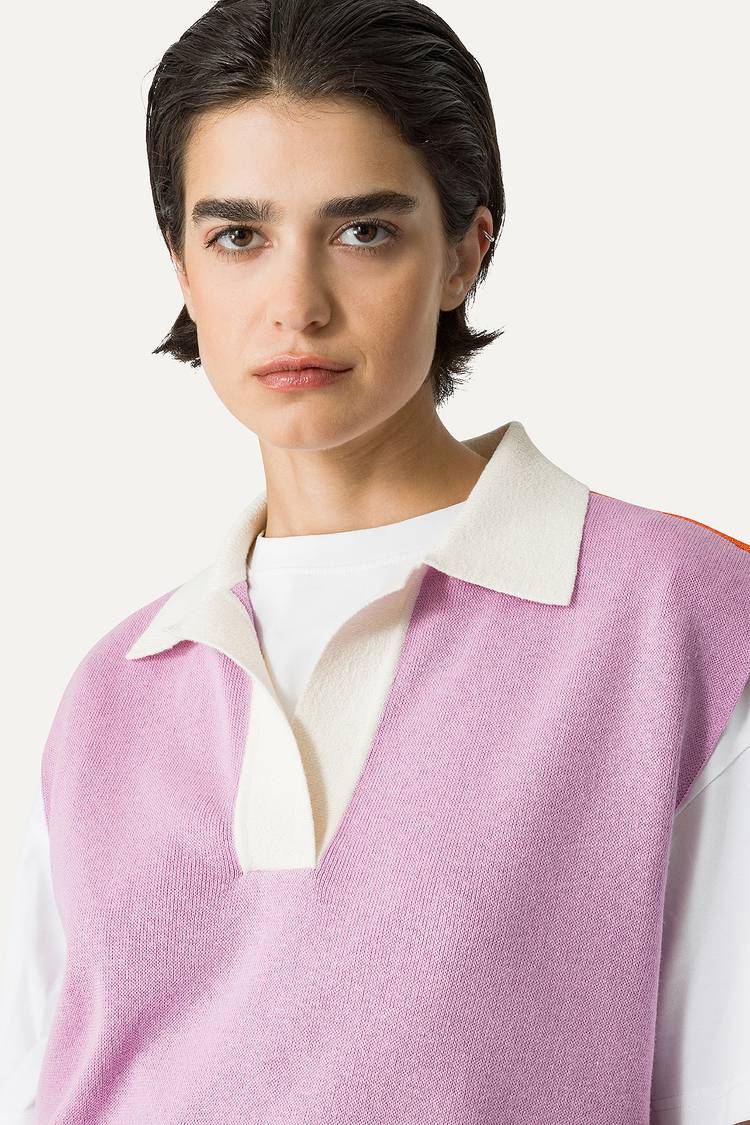 Oof Wear GILET COLORATO IN COTONE 4057 - LILLA/ARANCIO Saldi Di Fabbrica