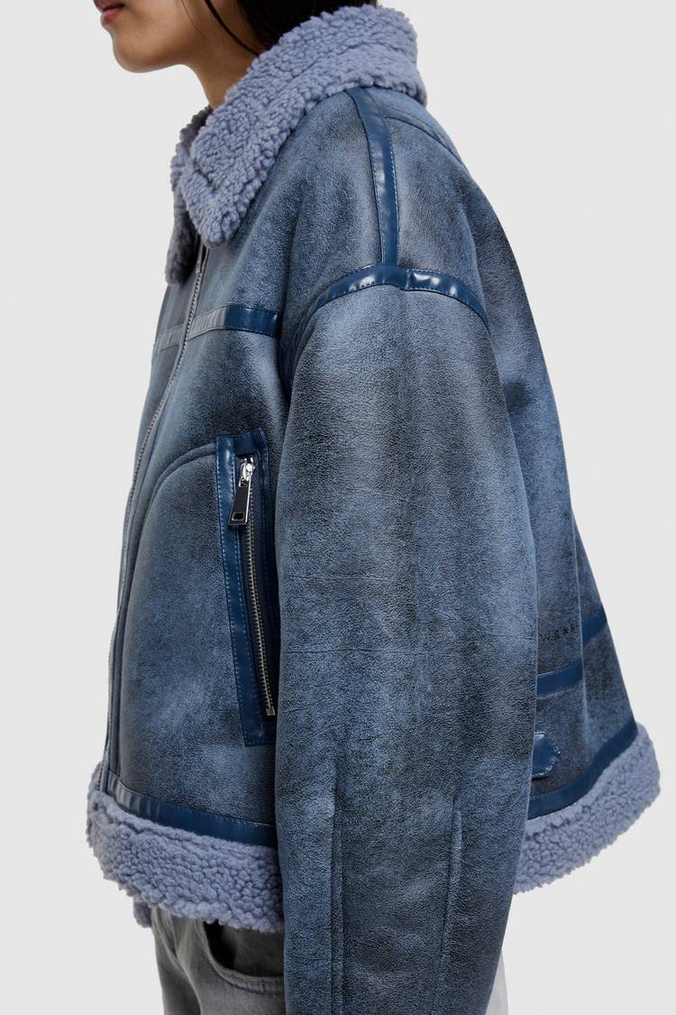 Oof Wear GIACCA CORTA REVERSIBILE 9262 IN ECO-MONTONE - CERULEO/CARTA DA ZUCCHERO Spedizione Gratuita
