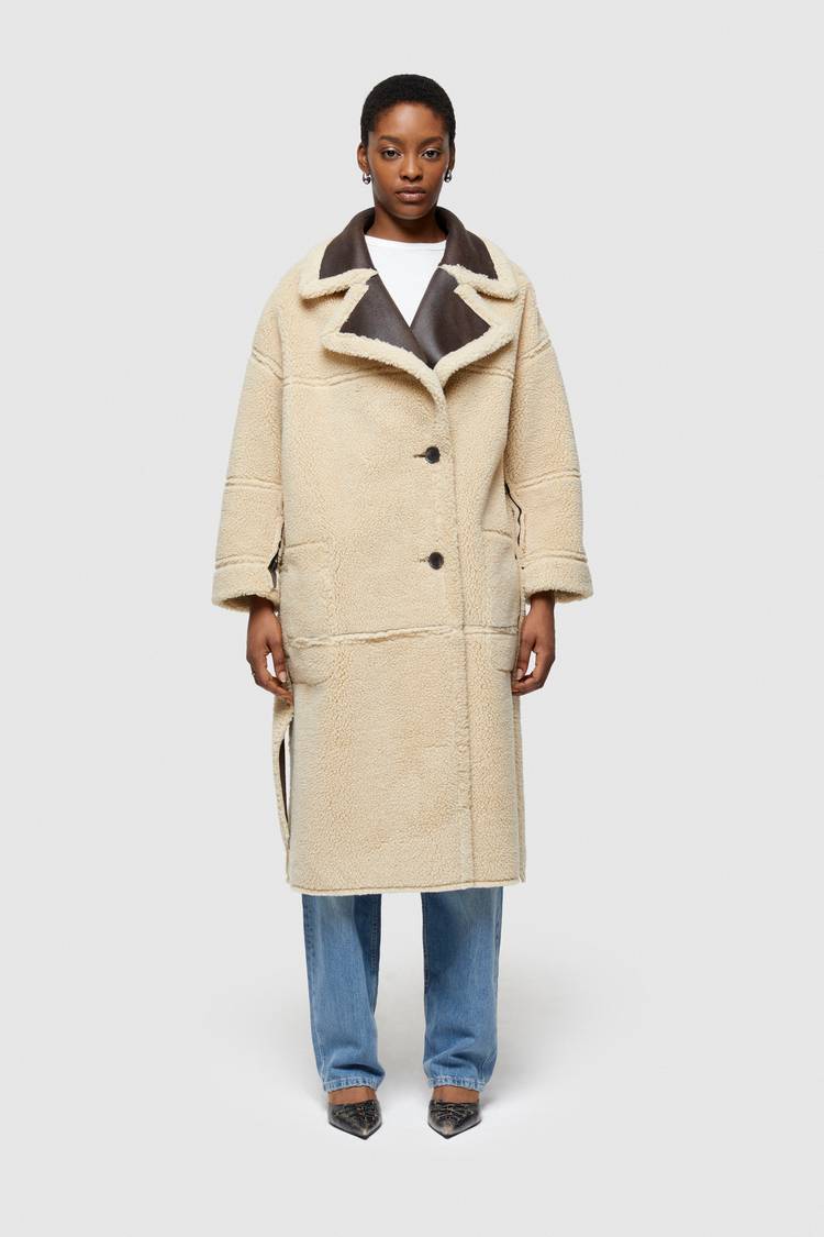 Oof Wear CAPPOTTO LUNGO REVERSIBILE 9263 IN ECO-MONTONE - MARRONE/CREMA Pezzi Unici
