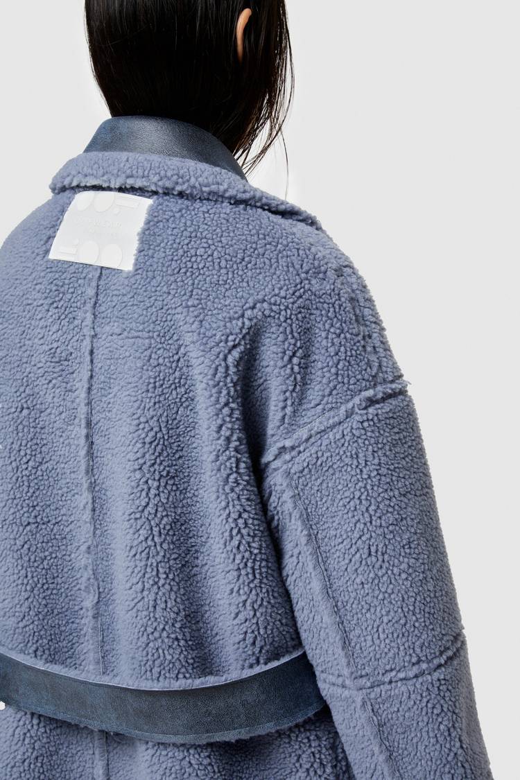 Oof Wear CAPPOTTO LUNGO REVERSIBILE 9263 IN ECO-MONTONE - CERULEO/CARTA DA ZUCCHERO Qualità Garantita