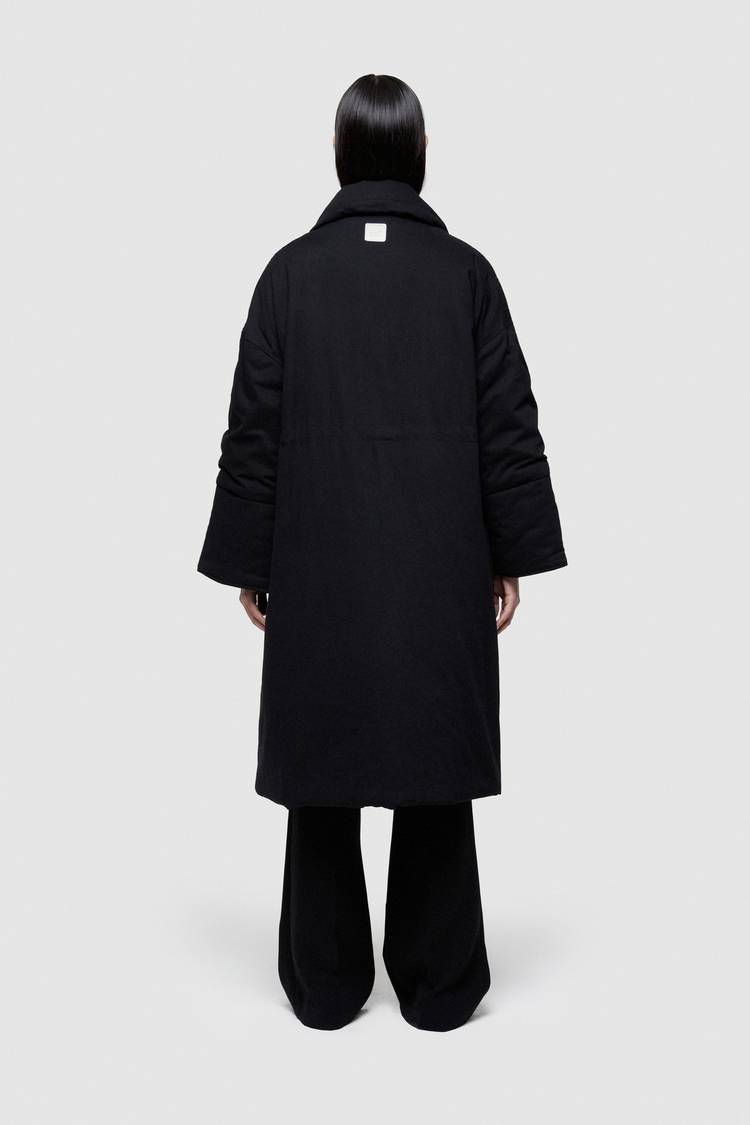 Oof Wear GIACCA LUNGA 9244 IN GABARDINA DI COTONE - NERO Acquista Ora