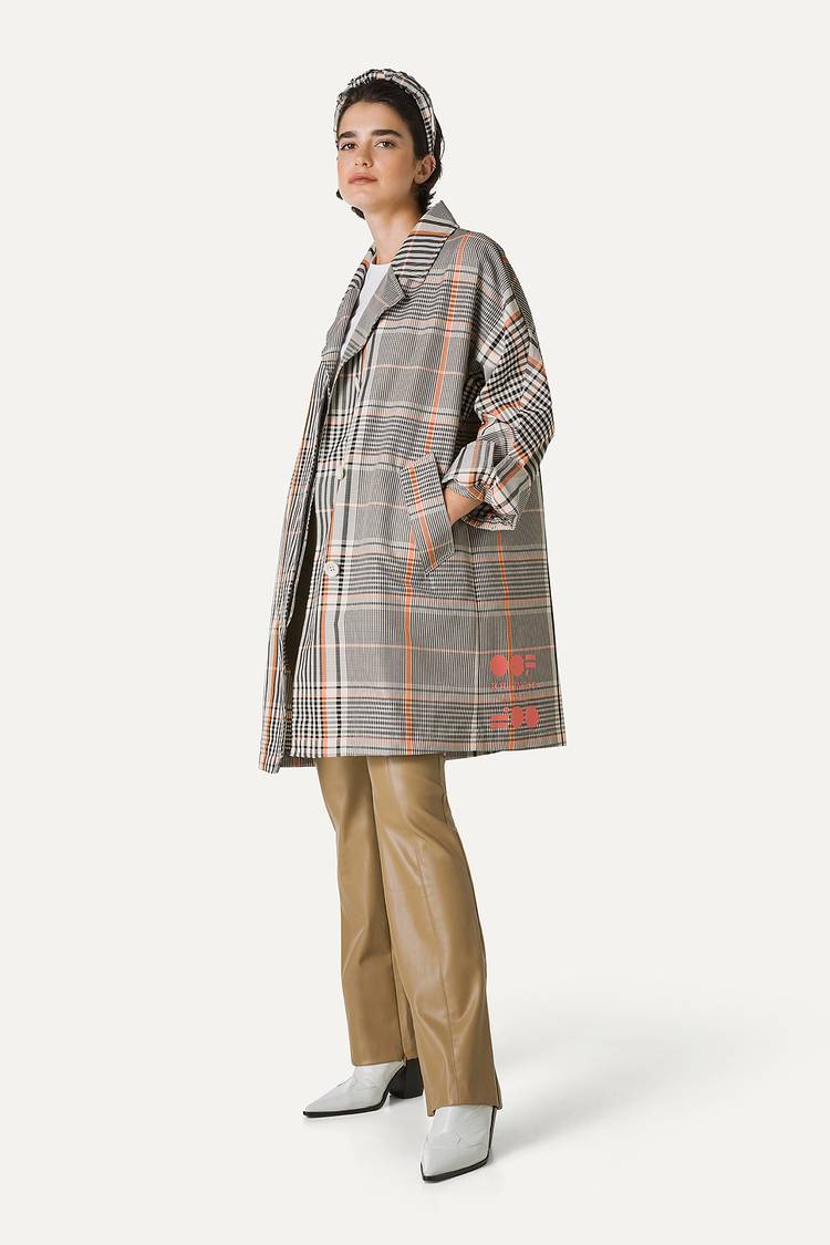 Oof Wear TRENCH IN NYLON MEMORY A DISEGNO CHECK 9138 - ARANCIO/CREMA Affare Del Giorno