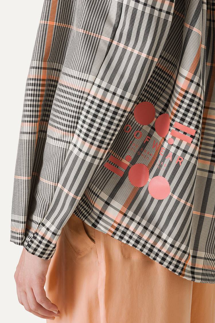 Oof Wear GIACCA CORTA IN NYLON MEMORY CON ARRICIO SULLA SCHIENA A DISEGNO CHECK 9139 - ARANCIO/CREMA Presa