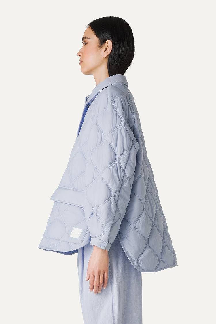 Oof Wear GIACCA A CAMICIA OVER IN NYLON LEGGERO TRAPUNTATO 9222 - CIELO Online
