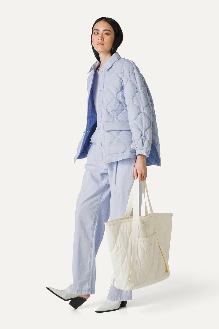 Oof Wear GIACCA A CAMICIA OVER IN NYLON LEGGERO TRAPUNTATO 9222 - CIELO Online