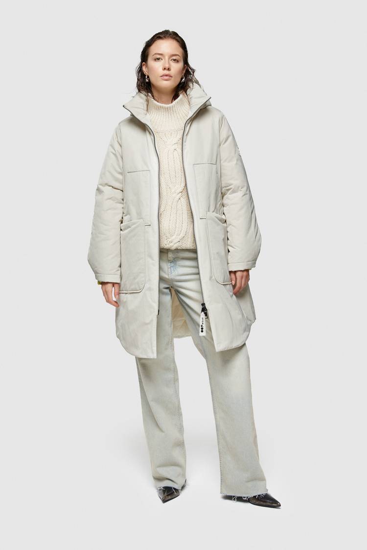 Oof Wear PARKA LUNGO 9094 IN NYLON MEMORY - PANNA In Vendita
