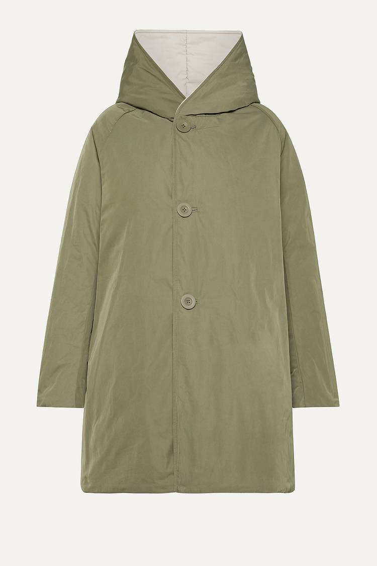Oof Wear IMPERMEABILE REVERSIBILE 9410 IN NYLON MEMORY CON CAPPUCCIO - PANNA/VERDE MILITARE Vendita Calda