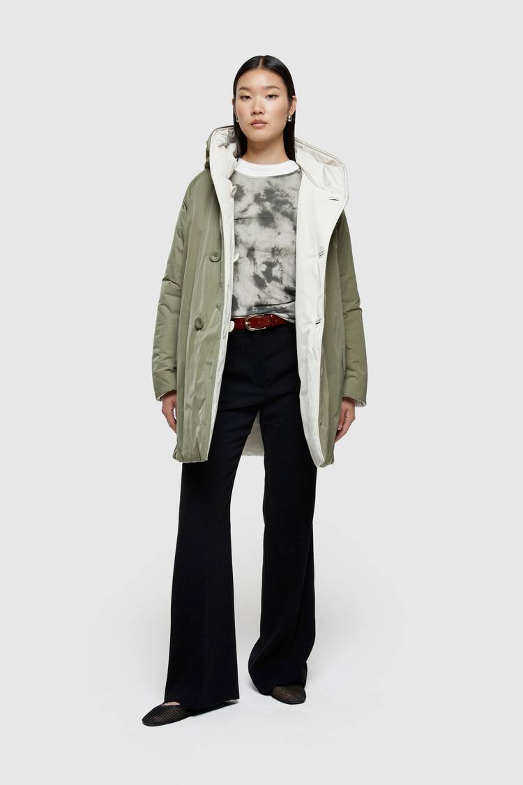 Oof Wear IMPERMEABILE REVERSIBILE 9410 IN NYLON MEMORY CON CAPPUCCIO - PANNA/VERDE MILITARE Vendita Calda