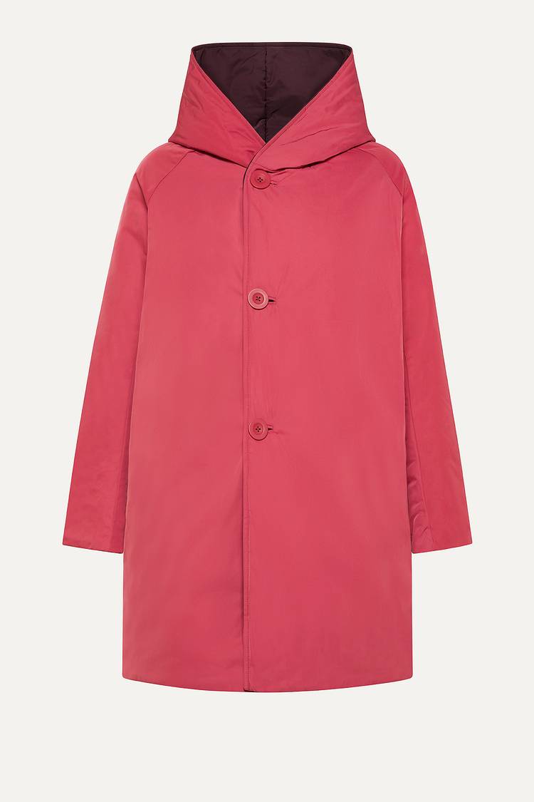 Oof Wear IMPERMEABILE REVERSIBILE 9410 IN NYLON MEMORY CON CAPPUCCIO - PRUGNA/DUST ROSE Saldi Di Fabbrica