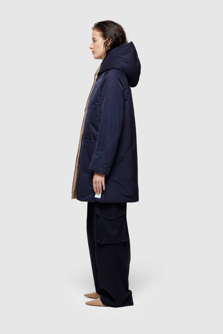 Oof Wear IMPERMEABILE REVERSIBILE 9410 IN NYLON MEMORY CON CAPPUCCIO - BLU NOTTE/CAMMELLO In Saldo