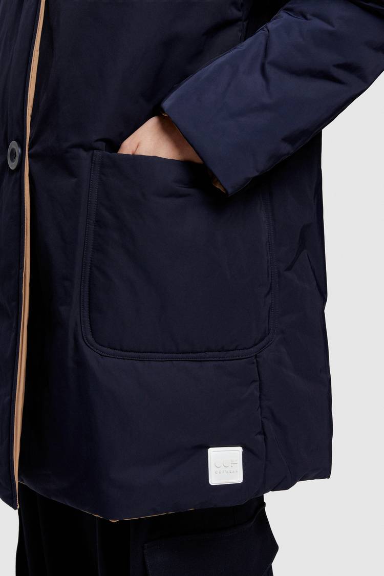 Oof Wear IMPERMEABILE REVERSIBILE 9410 IN NYLON MEMORY CON CAPPUCCIO - BLU NOTTE/CAMMELLO In Saldo
