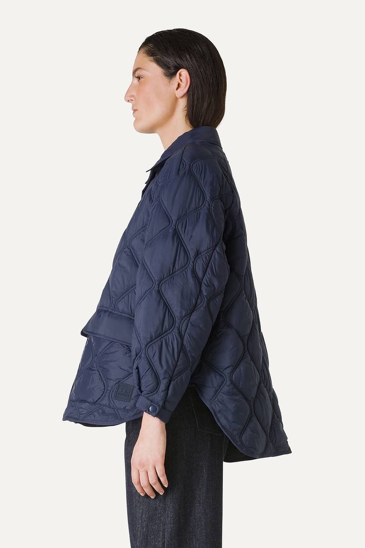 Oof Wear GIACCA A CAMICIA OVER IN NYLON LEGGERO TRAPUNTATO 9222 - BLU NOTTE Comprare a buon mercato
