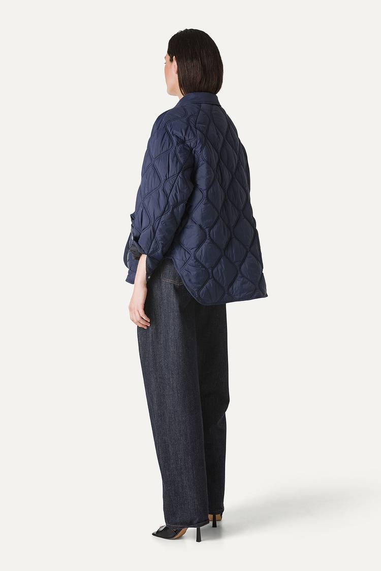 Oof Wear GIACCA A CAMICIA OVER IN NYLON LEGGERO TRAPUNTATO 9222 - BLU NOTTE Comprare a buon mercato