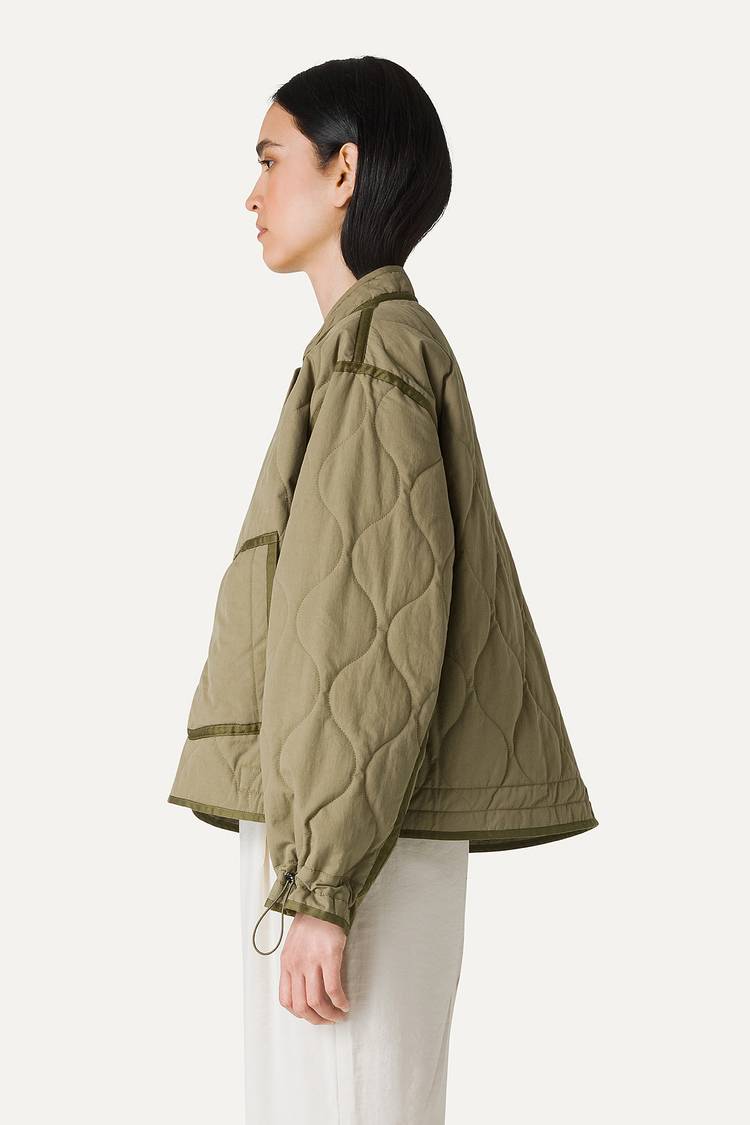 Oof Wear GIACCA CORTA SVASATA IN COTONE TRAPUNTATO 9224 - VERDE MUSCHIO Italy