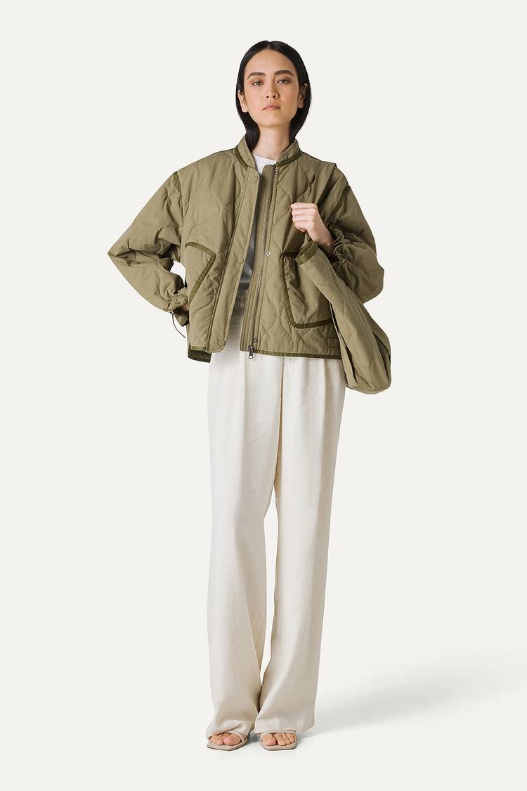 Oof Wear GIACCA CORTA SVASATA IN COTONE TRAPUNTATO 9224 - VERDE MUSCHIO Italy