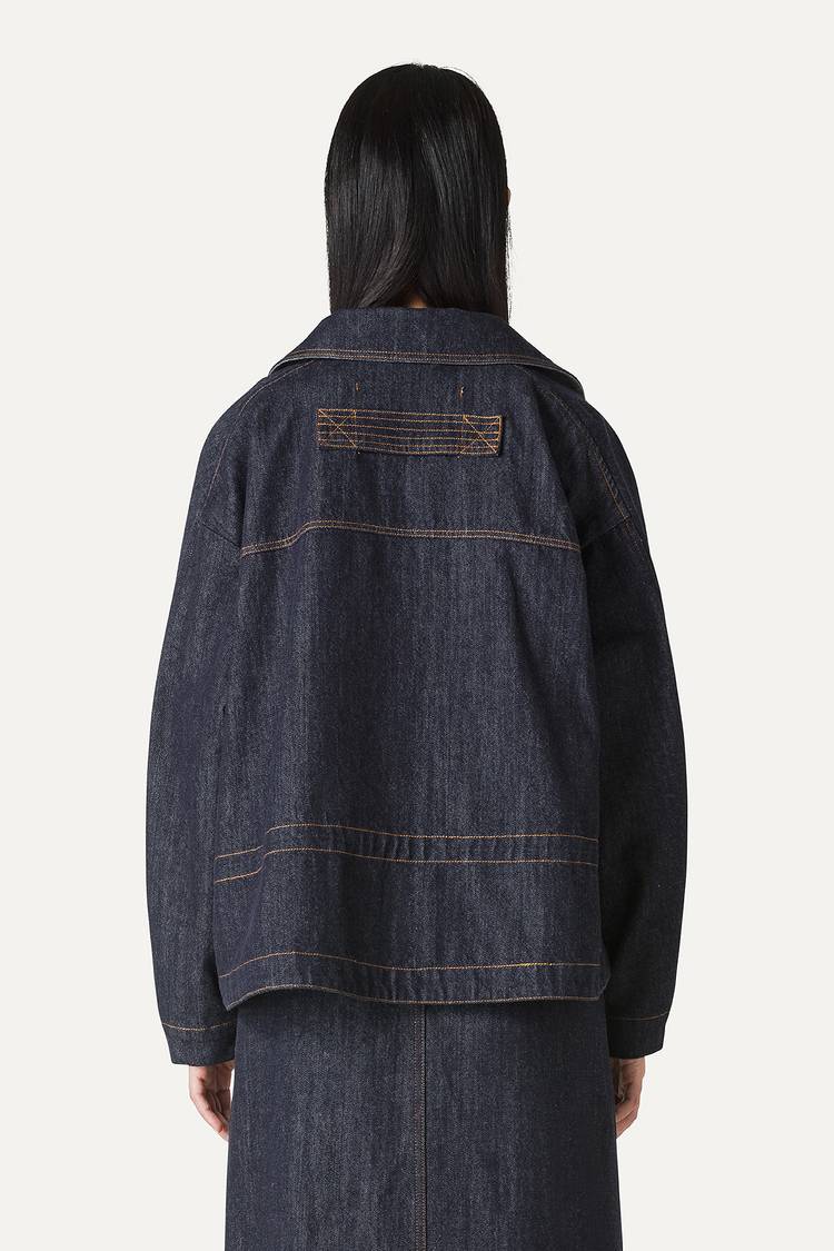 Oof Wear TRENCH CORTO IN DENIM LAVATO 9202 - BLU SCURO Vendita