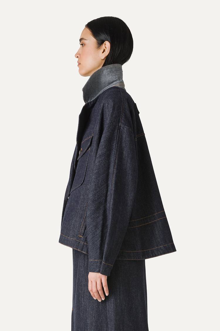 Oof Wear TRENCH CORTO IN DENIM LAVATO 9202 - BLU SCURO Vendita