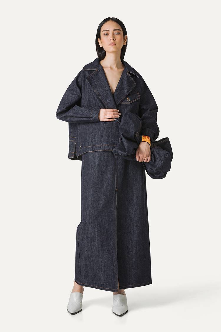 Oof Wear TRENCH CORTO IN DENIM LAVATO 9202 - BLU SCURO Vendita