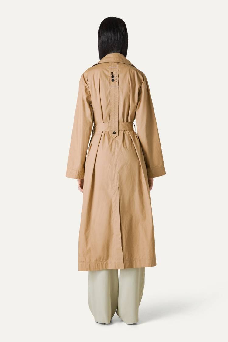 Oof Wear TRENCH LUNGO IN GABARDINA DI COTONE LEGGERO 9203 - NATURALE Promozione