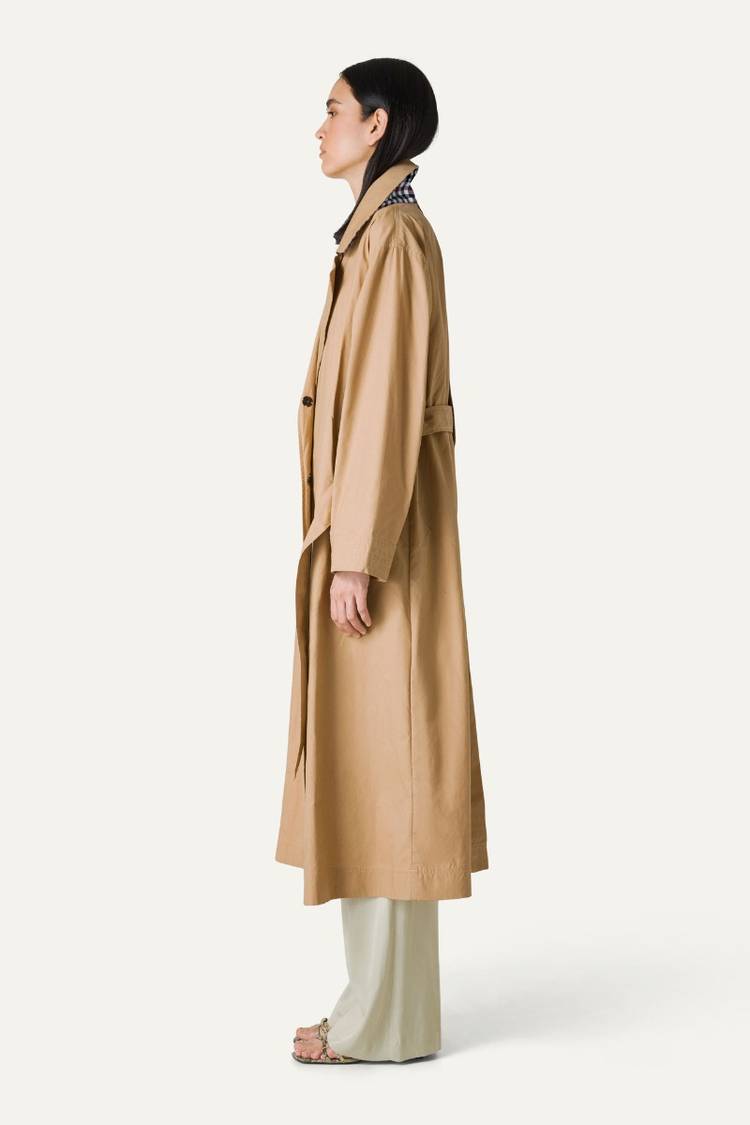 Oof Wear TRENCH LUNGO IN GABARDINA DI COTONE LEGGERO 9203 - NATURALE Promozione