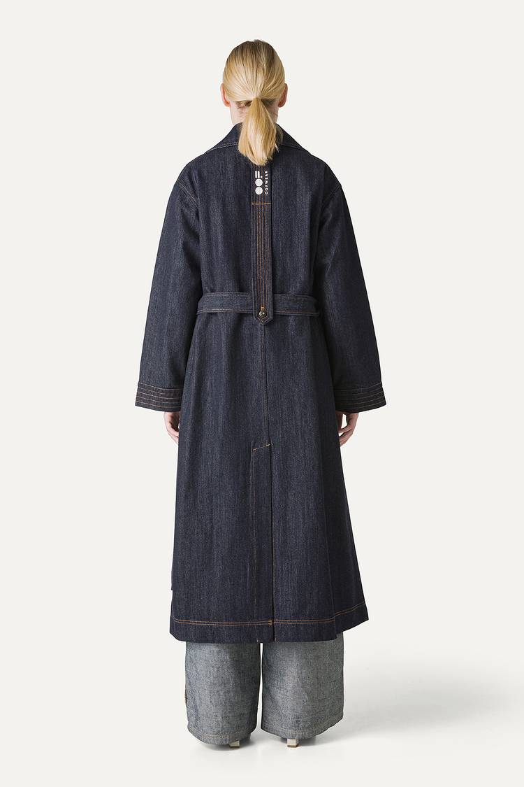 Oof Wear TRENCH LUNGO IN DENIM LAVATO 9203 - BLU SCURO Spedizione Gratuita