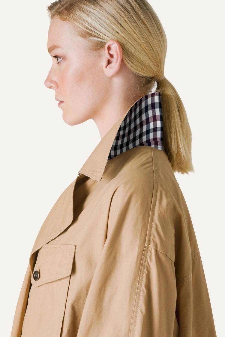 Oof Wear TRENCH CORTO IN GABARDINA DI COTONE LEGGERO 9202 - NATURALE Pezzi Unici