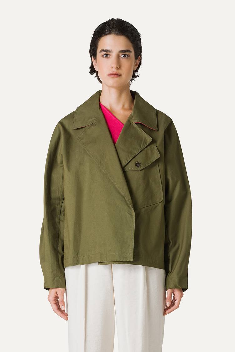 Oof Wear TRENCH CORTO IN GABARDINA DI COTONE LEGGERO 9202 - FORESTA Negozi Online