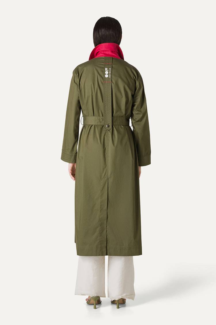 Oof Wear TRENCH LUNGO IN GABARDINA DI COTONE LEGGERO 9203 - FORESTA Acquista Ora