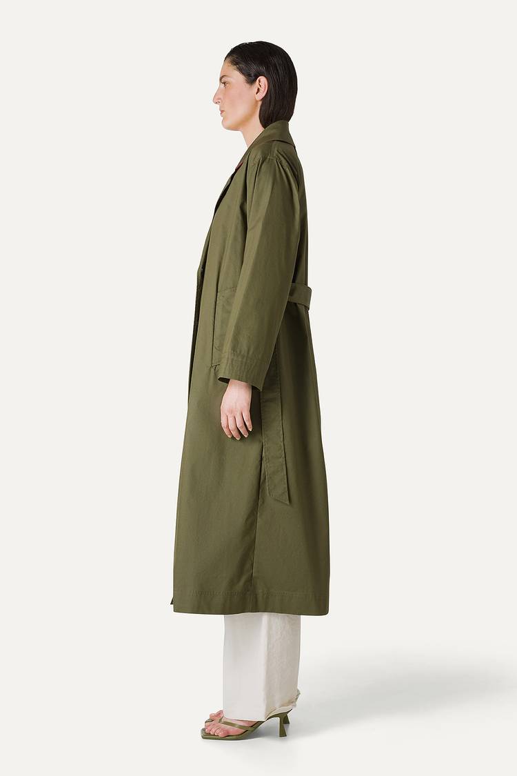 Oof Wear TRENCH LUNGO IN GABARDINA DI COTONE LEGGERO 9203 - FORESTA Acquista Ora