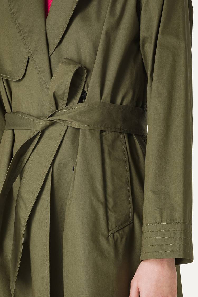 Oof Wear TRENCH LUNGO IN GABARDINA DI COTONE LEGGERO 9203 - FORESTA Acquista Ora