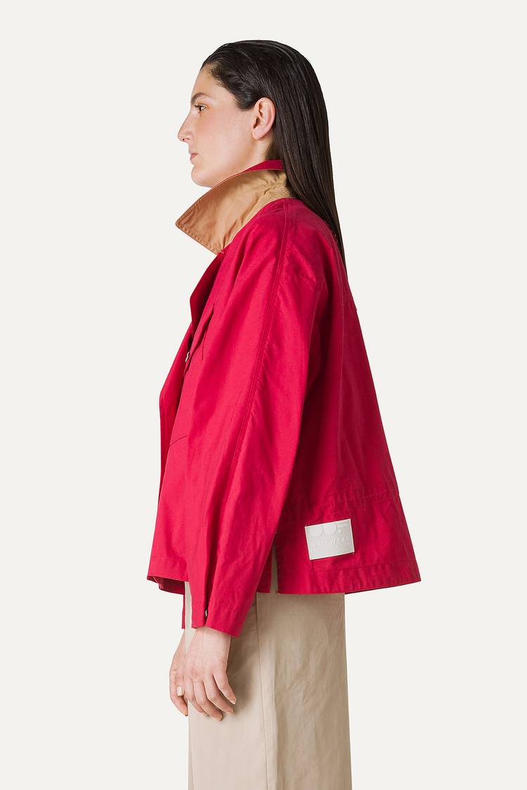 Oof Wear TRENCH CORTO IN GABARDINA DI COTONE LEGGERO 9202 - LAMPONE Promozione Limitata