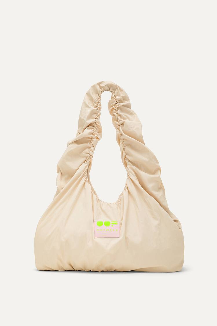 Oof Wear BORSA A SPALLA IN NYLON CRINCLE WATER REPELLENT 3079 - CREMA Italy