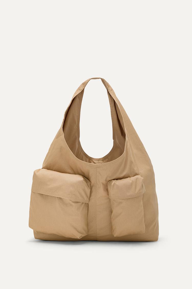 Oof Wear BORSA CON TASCHE IN GABARDINA DI COTONE 3085 - NATURALE Spedizione Gratuita