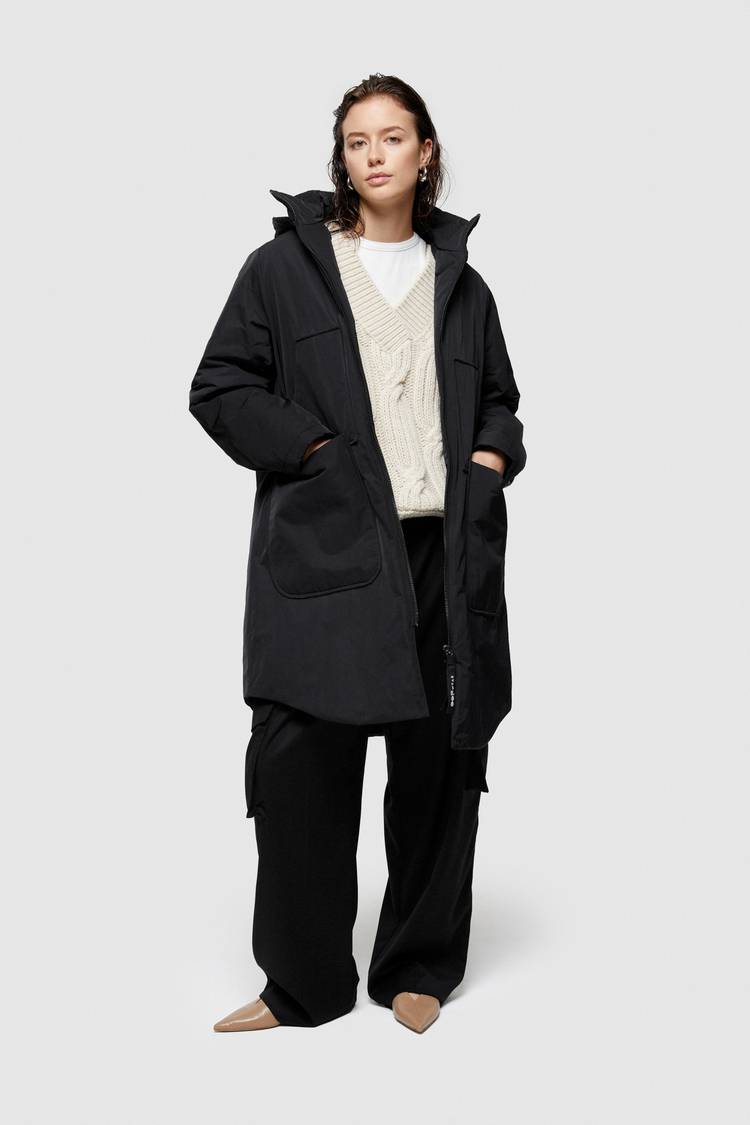 Oof Wear PARKA LUNGO 9094 IN NYLON MEMORY - NERO Negozi Online