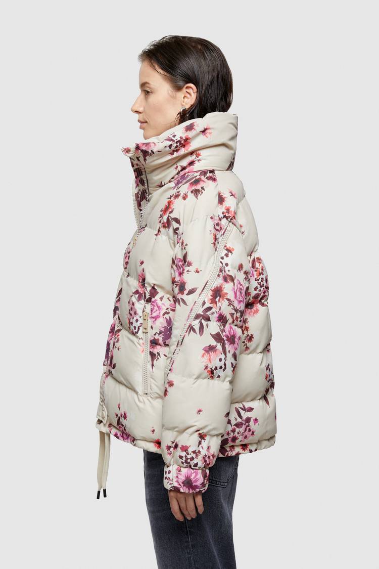 Oof Wear GIACCA CORTA 9251 IN NYLON CON STAMPA FLOREALE - SABBIA/ROSA Acquista Ora