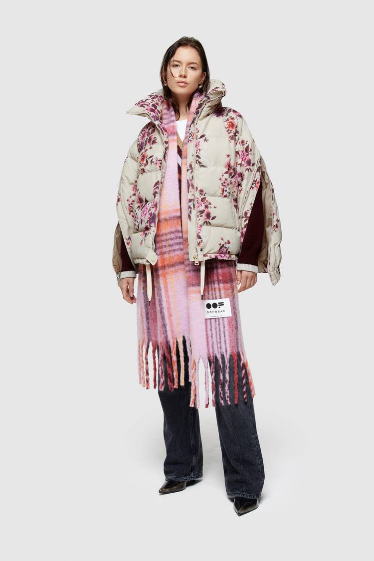 Oof Wear GIACCA CORTA 9251 IN NYLON CON STAMPA FLOREALE - SABBIA/ROSA Acquista Ora