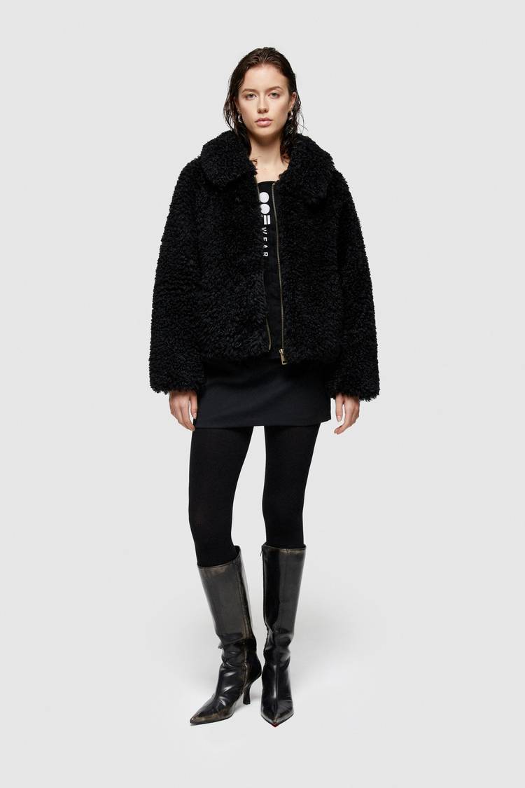 Oof Wear GIACCA CORTA 9258 IN PELLICCIA SINTETICA - NERO Affare Del Giorno