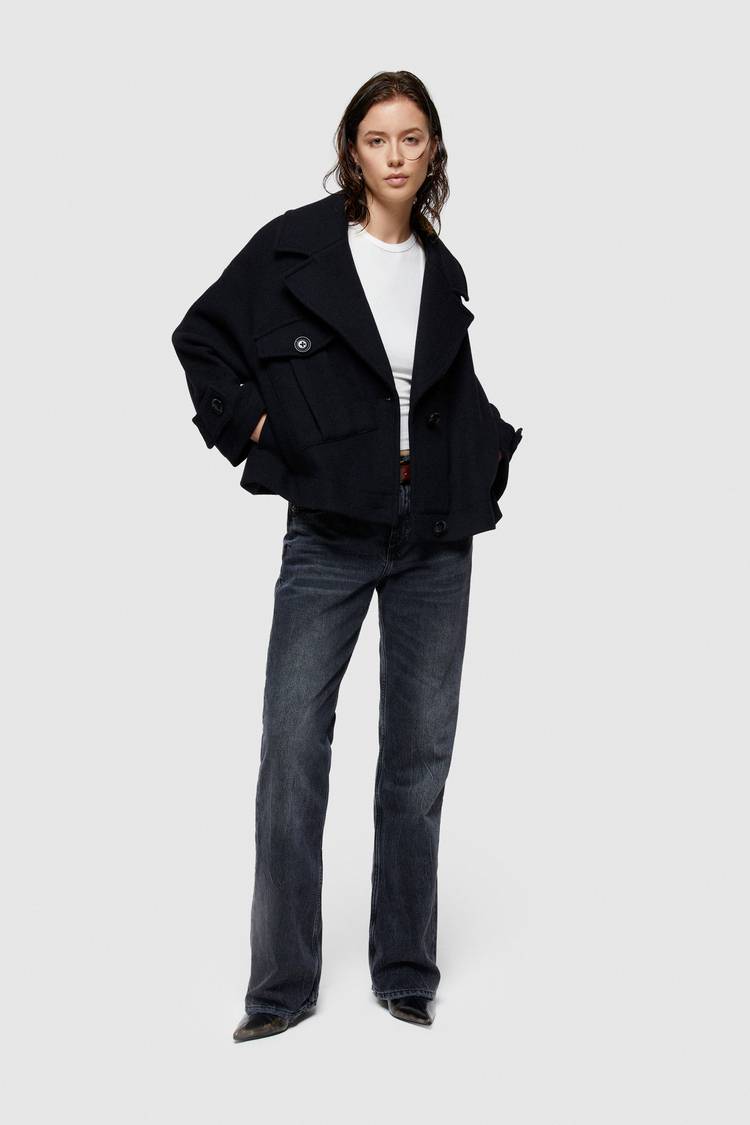 Oof Wear CAPPOTTO CORTO 9268 IN PANNO DI LANA - BLU NOTTE Convenienza