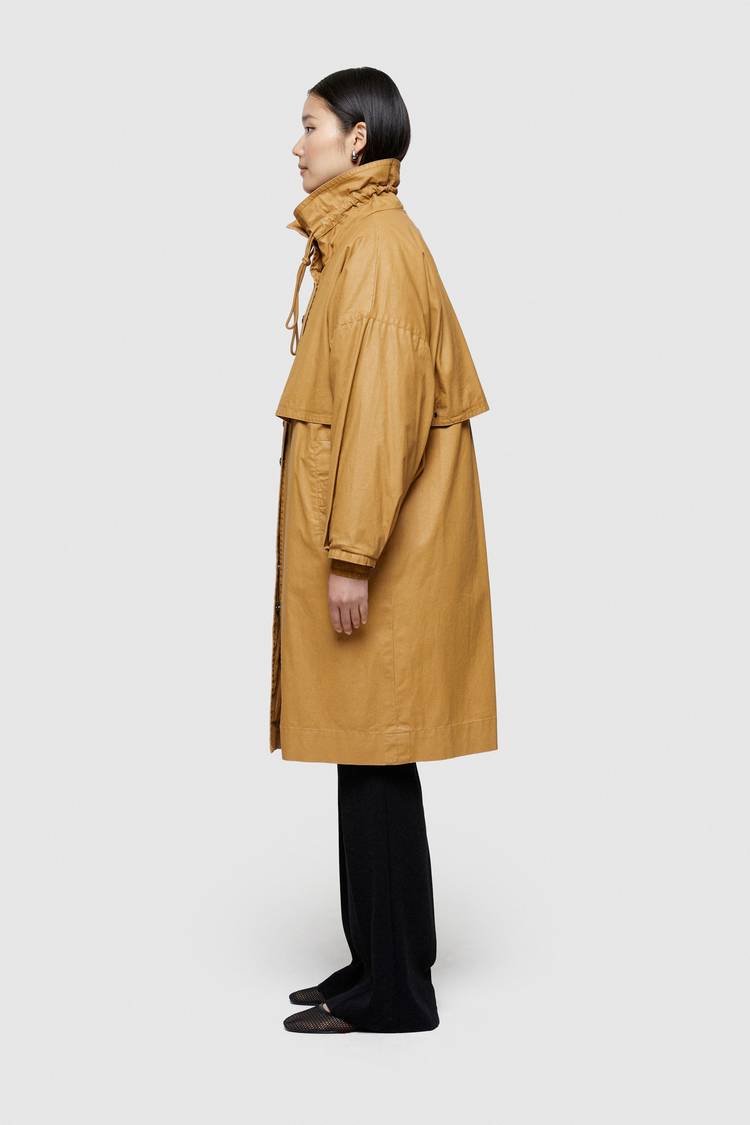 Oof Wear GIACCA LUNGA 9239 IN COTONE CERATO - CARAMELLO Qualità