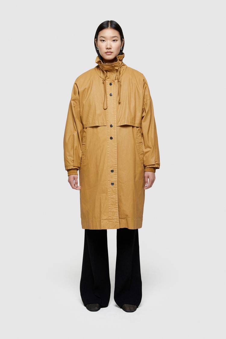 Oof Wear GIACCA LUNGA 9239 IN COTONE CERATO - CARAMELLO Qualità