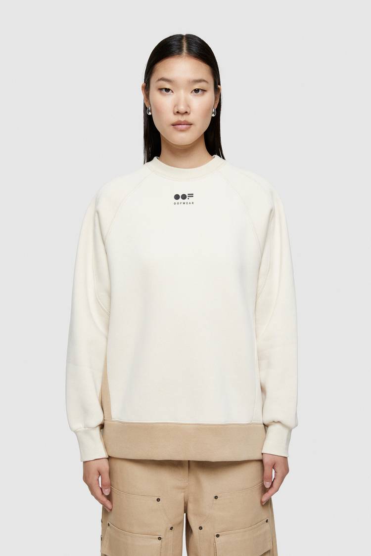 Oof Wear FELPA BICOLOR 4067 CON LOGO - PANNA/BEIGE Spedizione Gratuita