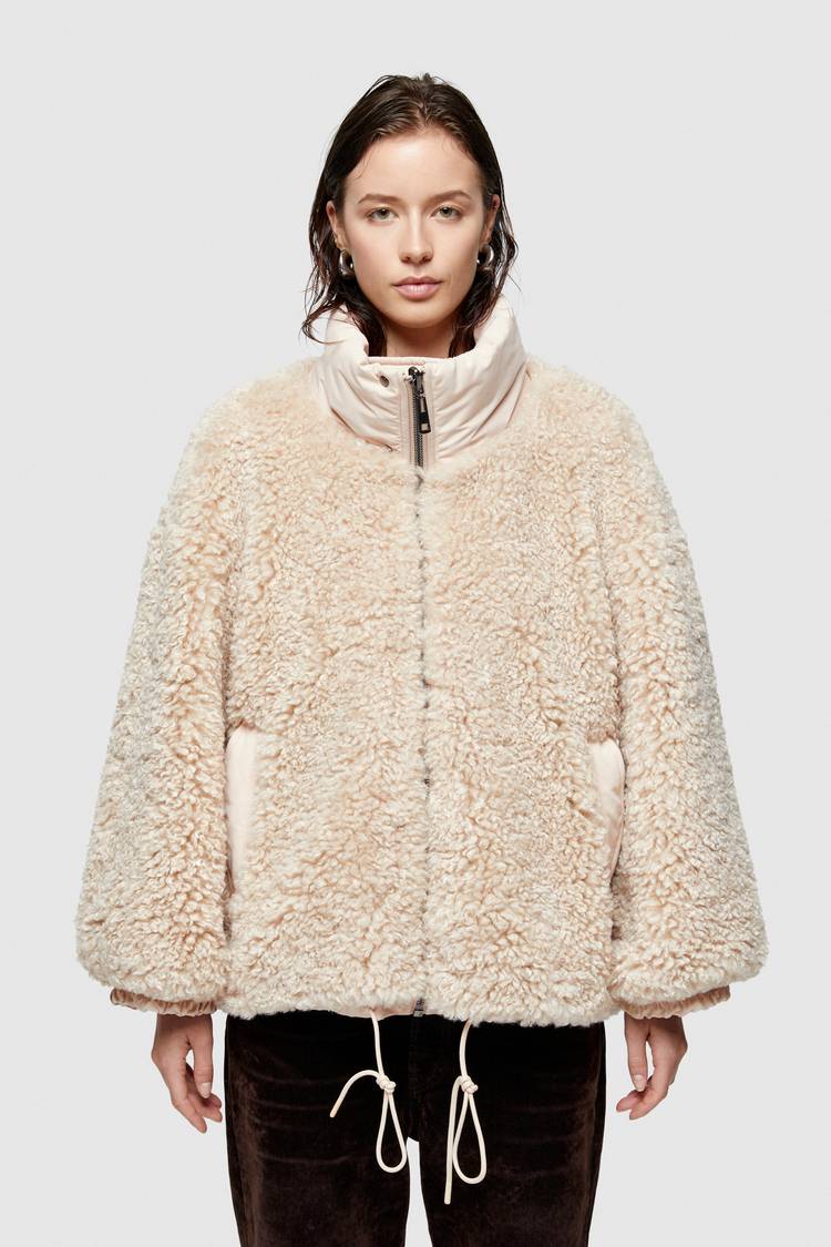 Oof Wear GIACCA REVERSIBILE 9256 IN PELLICCIA SINTETICA E COTONE - ECRU/NATURALE Qualità Garantita