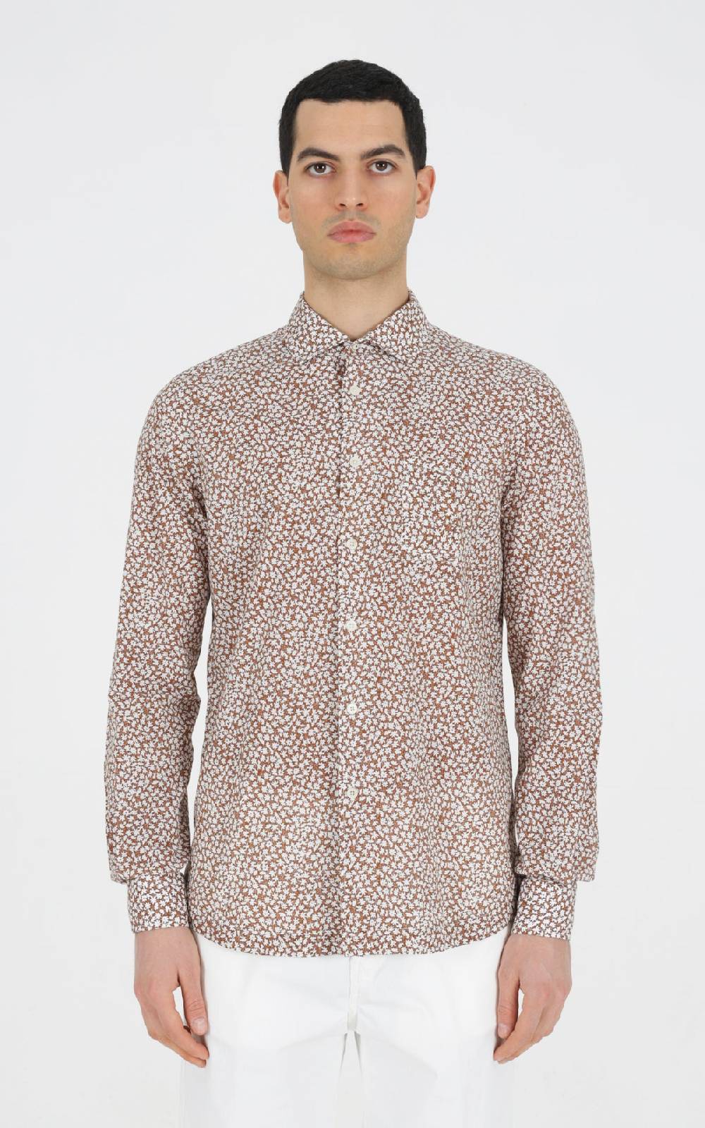 Outfit Italy Camicia francese con taschino in cotone stampato Negozio