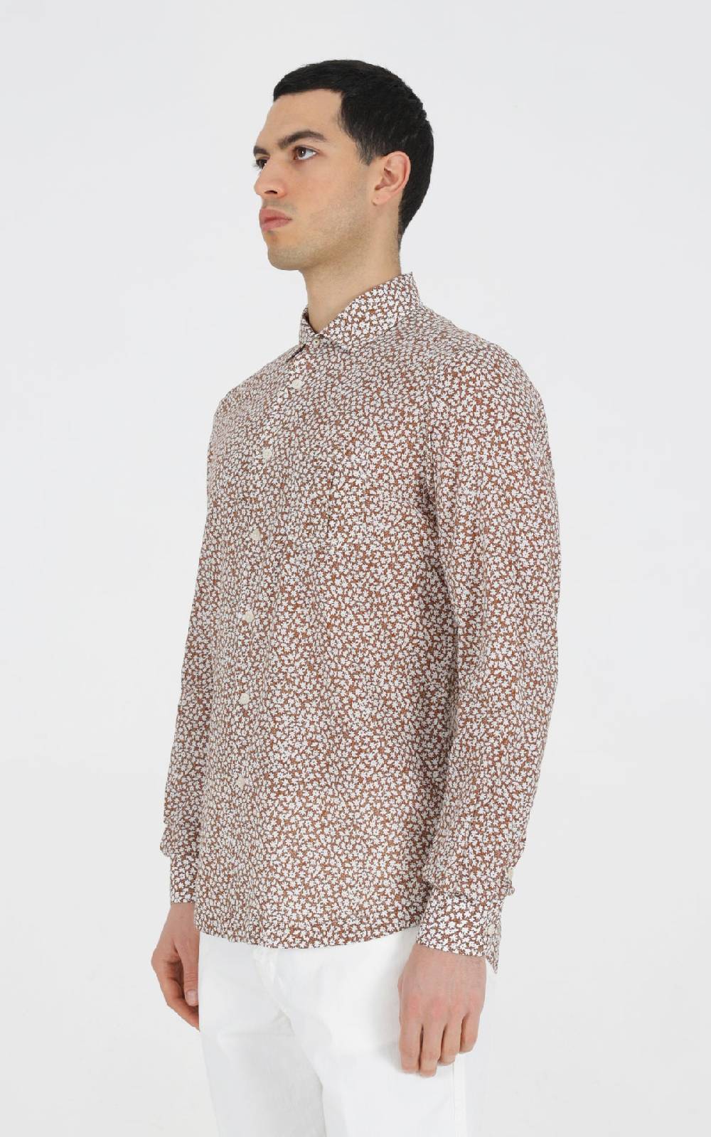 Outfit Italy Camicia francese con taschino in cotone stampato Negozio